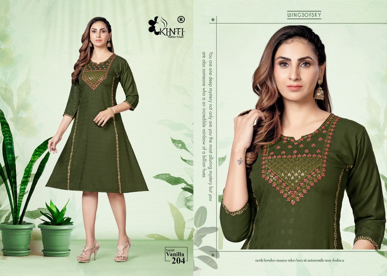 Vanilla Vol 2 By Kinti 201-206 Embroidery Kurtis Catalog